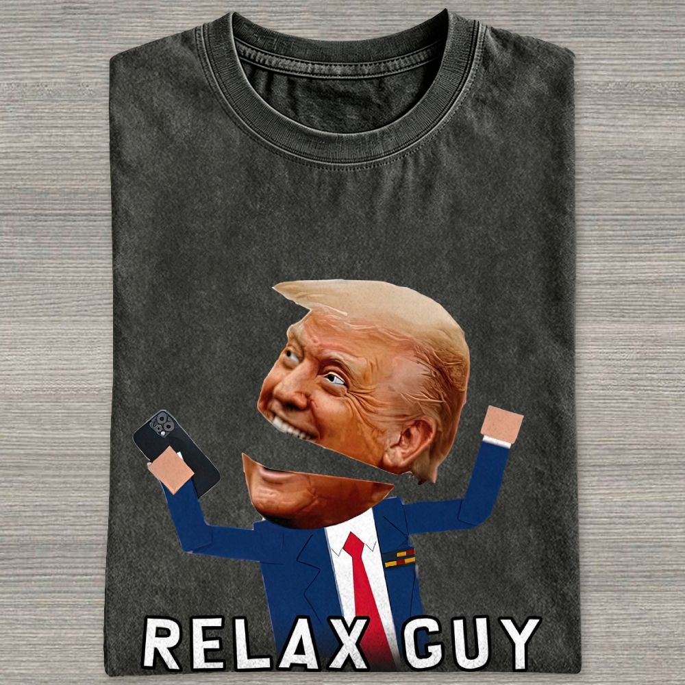 Split Layer Funny Politician Meme Phone Holding Graphic Washed T-shirt