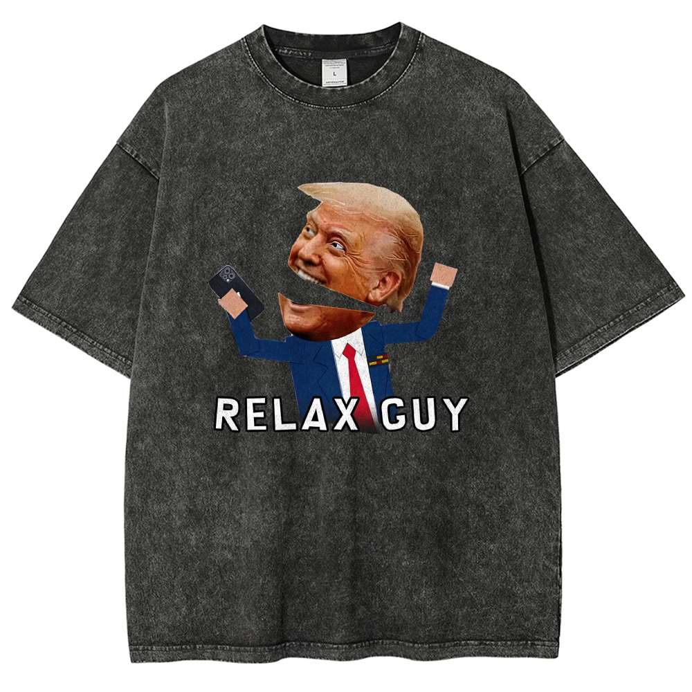 Split Layer Funny Politician Meme Phone Holding Graphic Washed T-shirt