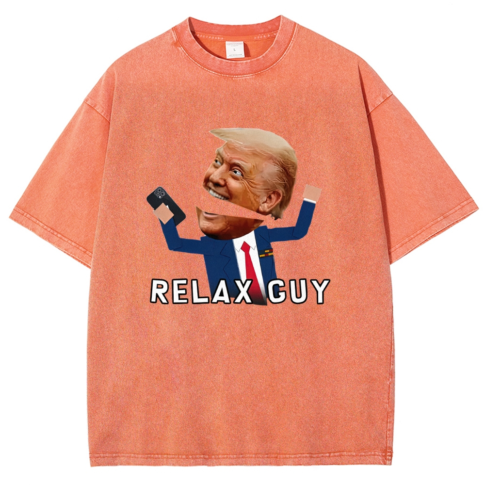 Split Layer Funny Politician Meme Phone Holding Graphic Washed T-shirt
