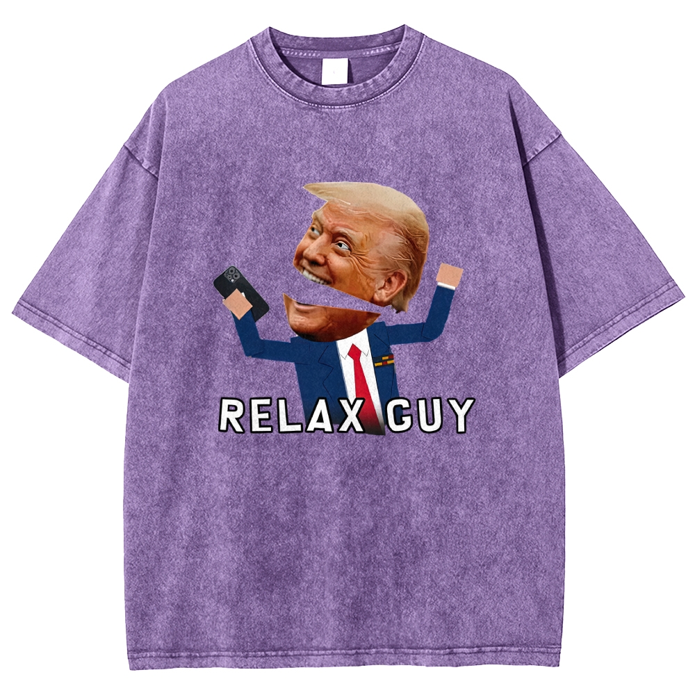 Split Layer Funny Politician Meme Phone Holding Graphic Washed T-shirt