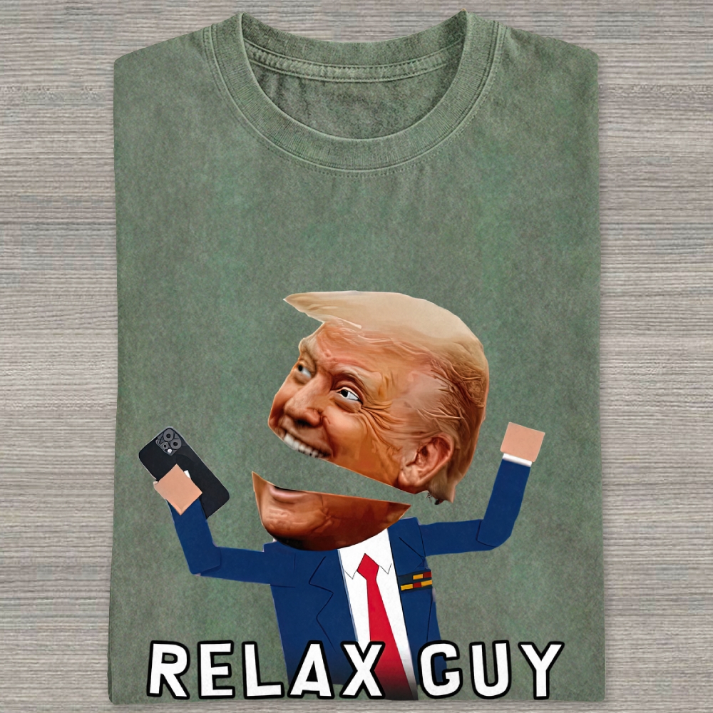 Split Layer Funny Politician Meme Phone Holding Graphic Washed T-shirt