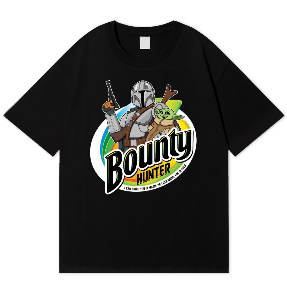 Badge Armored Bounty Hunter Tiny Alien Child Parody Logo Cotton T-shirt