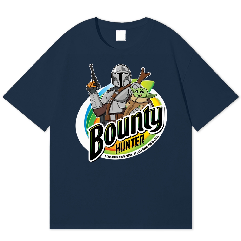 Badge Armored Bounty Hunter Tiny Alien Child Parody Logo Cotton T-shirt