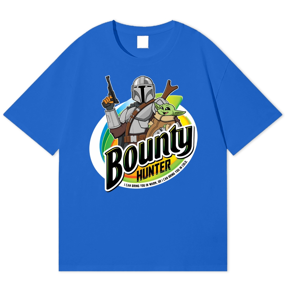 Badge Armored Bounty Hunter Tiny Alien Child Parody Logo Cotton T-shirt