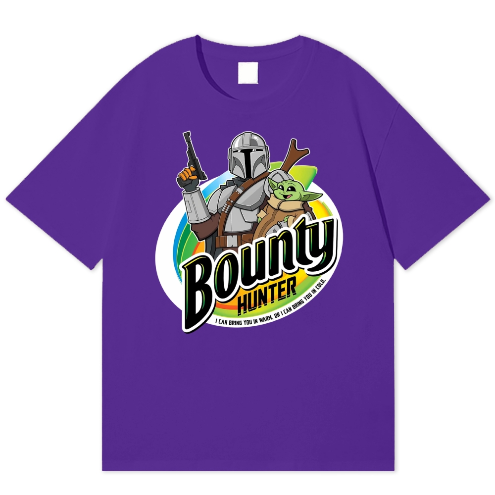 Badge Armored Bounty Hunter Tiny Alien Child Parody Logo Cotton T-shirt