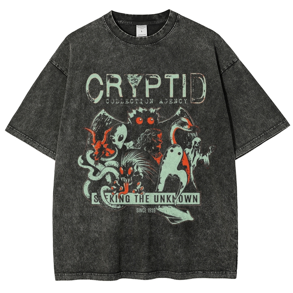 Cryptid Collection Agency Multi Monster Retro Grunge Distressed Washed T-shirt
