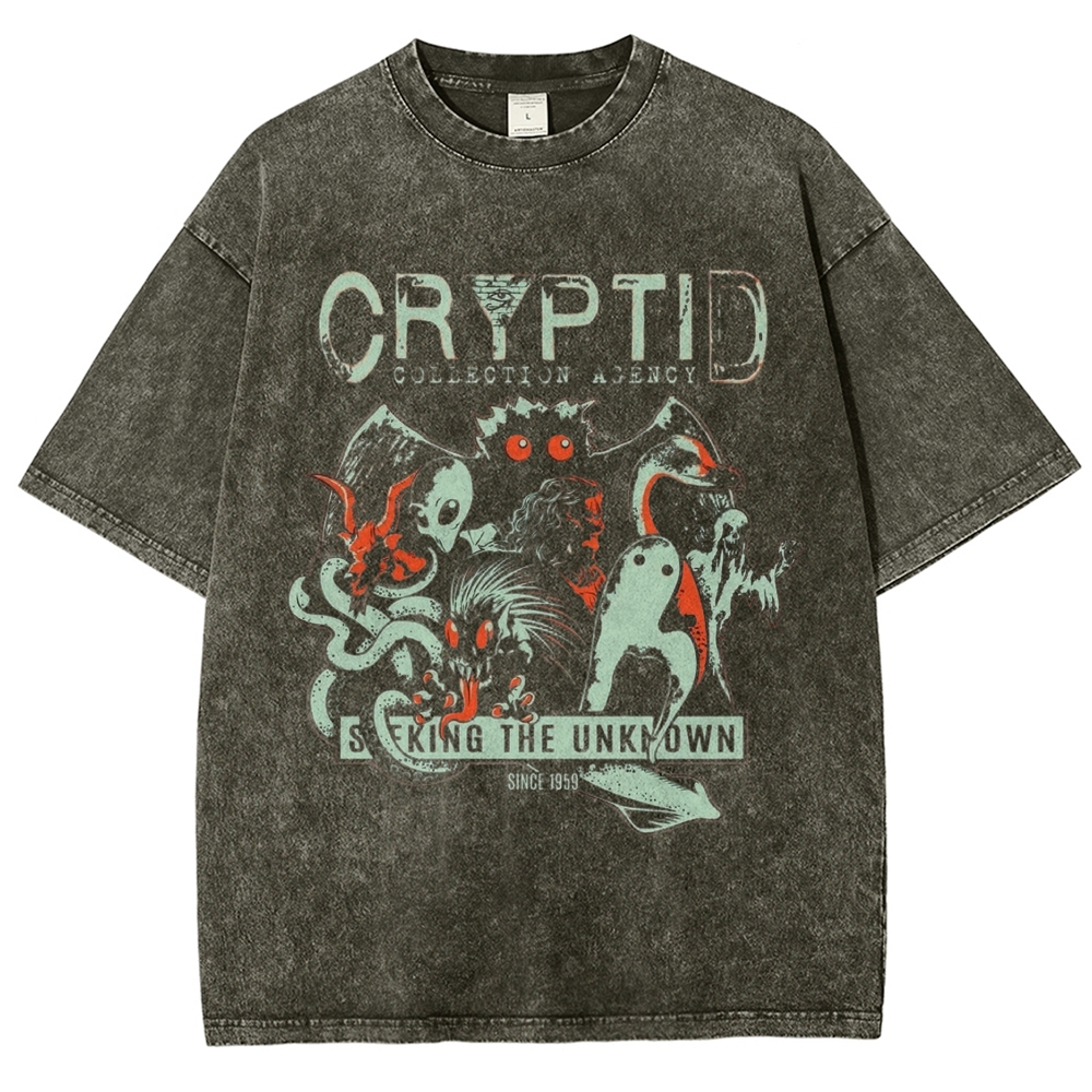 Cryptid Collection Agency Multi Monster Retro Grunge Distressed Washed T-shirt