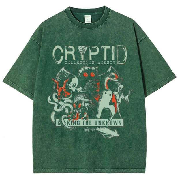 Cryptid Collection Agency Multi Monster Retro Grunge Distressed Washed T-shirt