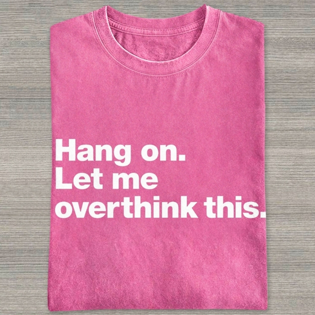 Bold Block Text Overthinking Anxiety Slogan Washed T-shirt 