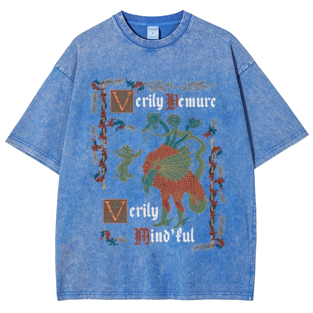 Old Gothic Script Cat Reading Book Rude Funny Quote Washed T-shirt 