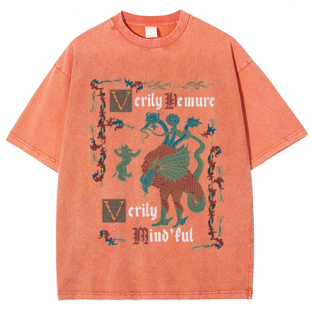 Old Gothic Script Cat Reading Book Rude Funny Quote Washed T-shirt 