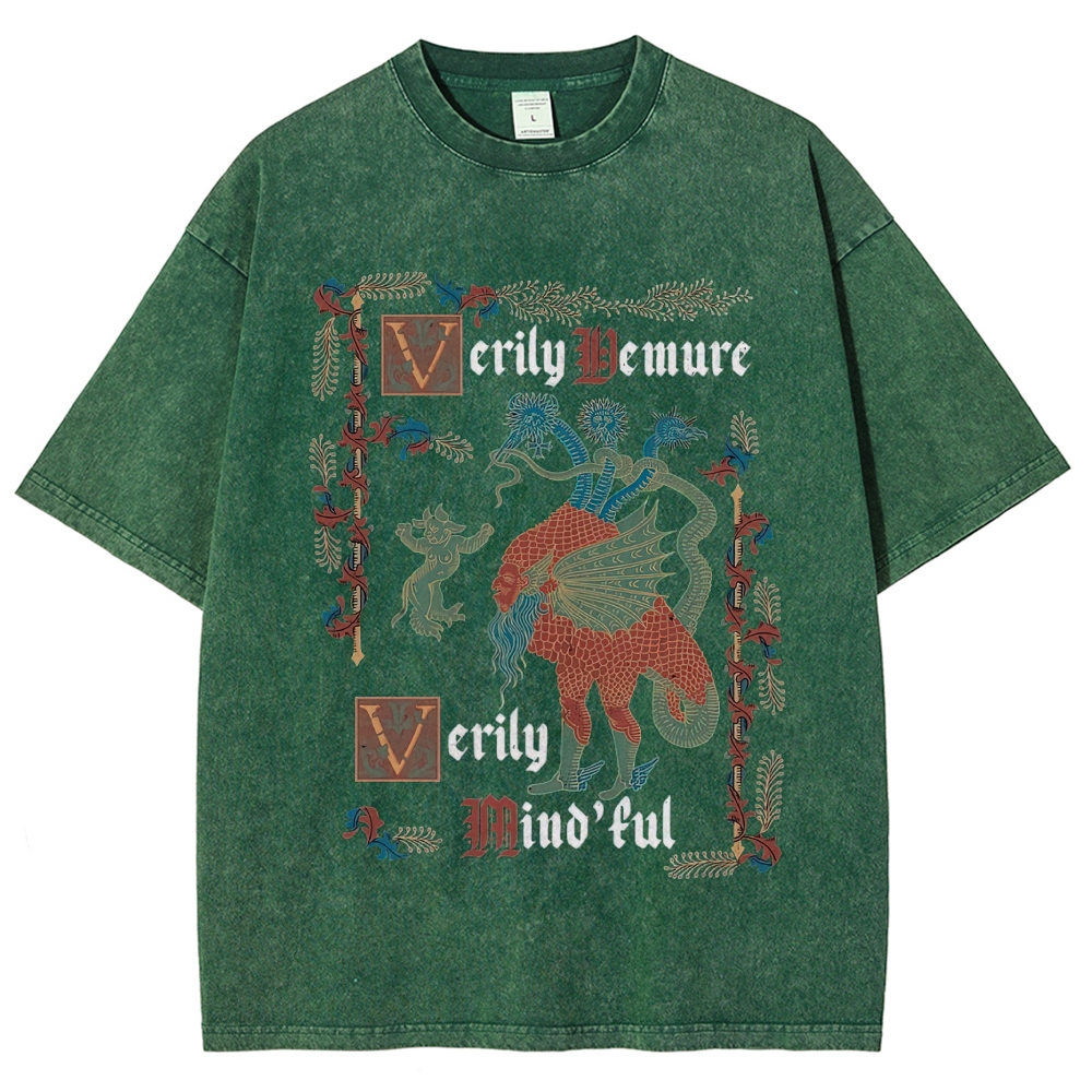 Old Gothic Script Cat Reading Book Rude Funny Quote Washed T-shirt 