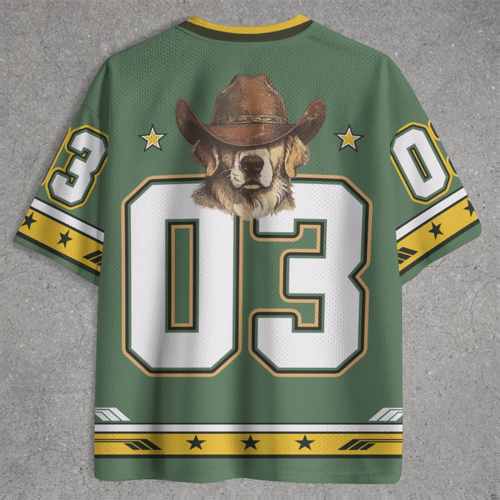 Cowboy Golden Retriever Star Patriotic Mesh Jersey Shirts