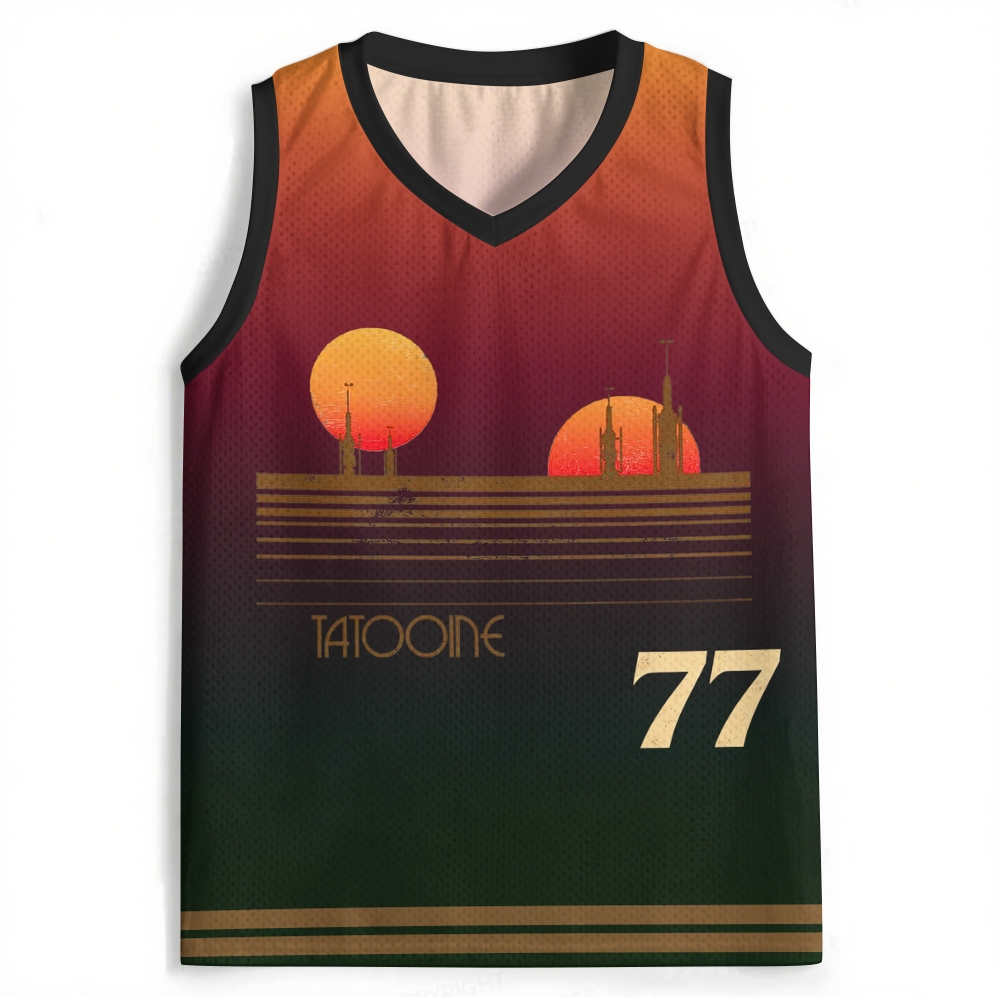 Tatooine Twin Sunset Retro Gradient Mesh Jersey Tank 