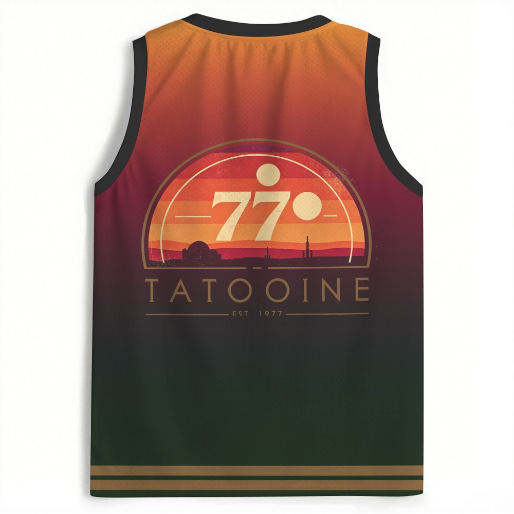 Tatooine Twin Sunset Retro Gradient Mesh Jersey Tank 