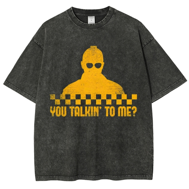 Checkerboard Silhouette You Talkin’ To Me Distressed Washed T-Shirt