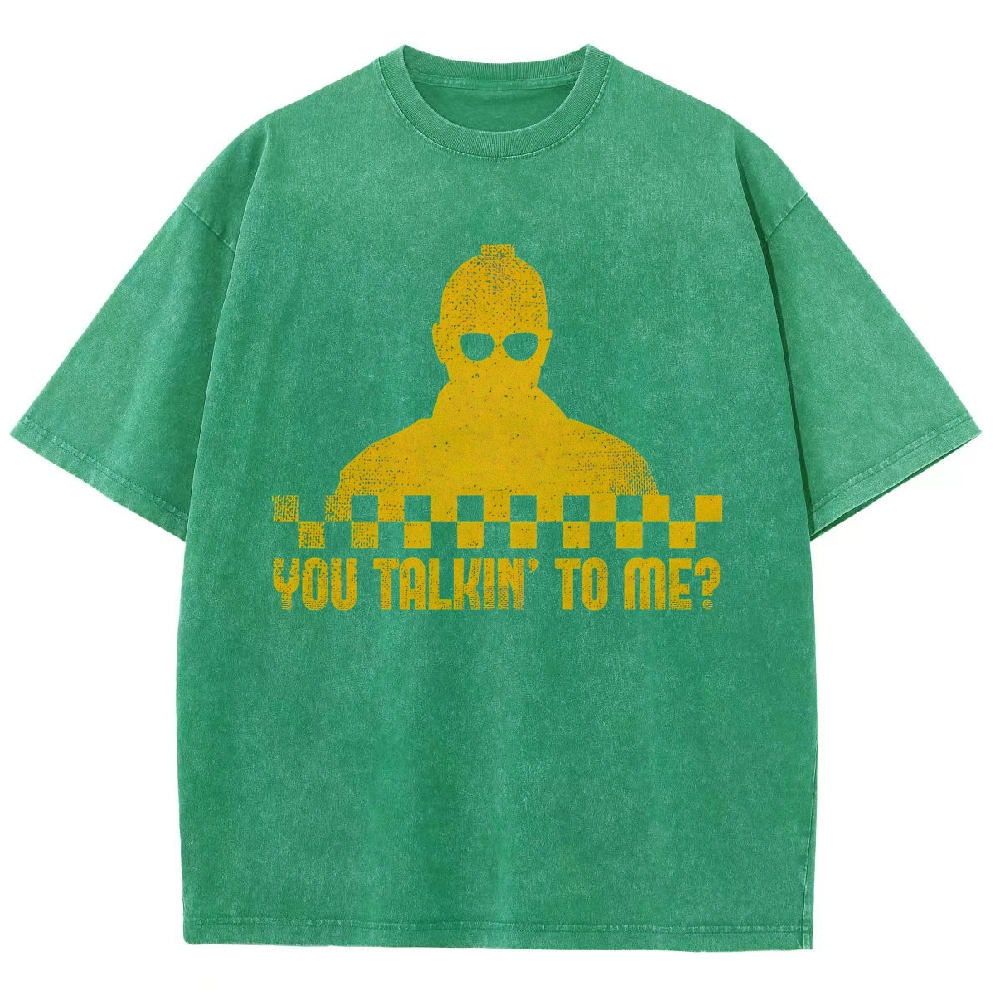 Checkerboard Silhouette You Talkin’ To Me Distressed Washed T-Shirt