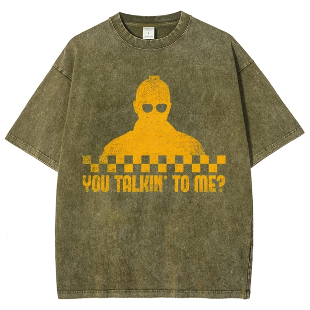 Checkerboard Silhouette You Talkin’ To Me Distressed Washed T-Shirt