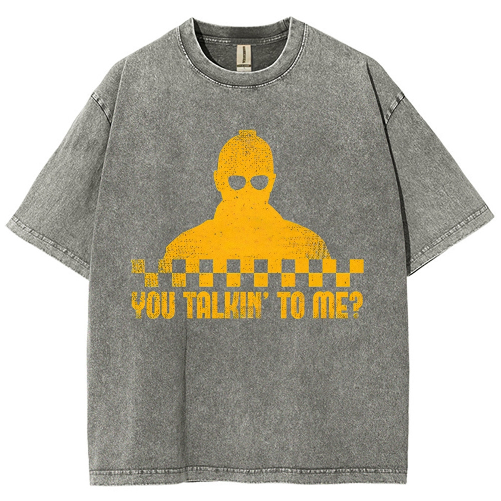 Checkerboard Silhouette You Talkin’ To Me Distressed Washed T-Shirt