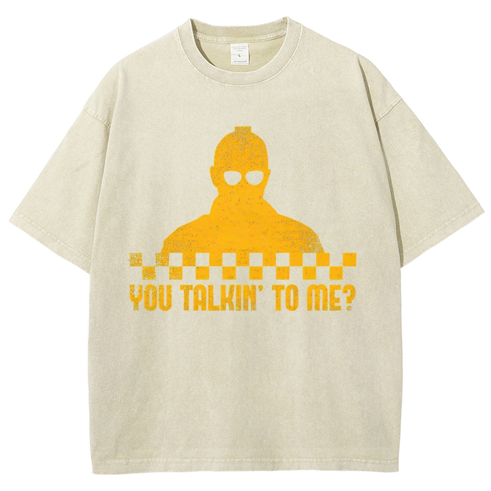 Checkerboard Silhouette You Talkin’ To Me Distressed Washed T-Shirt
