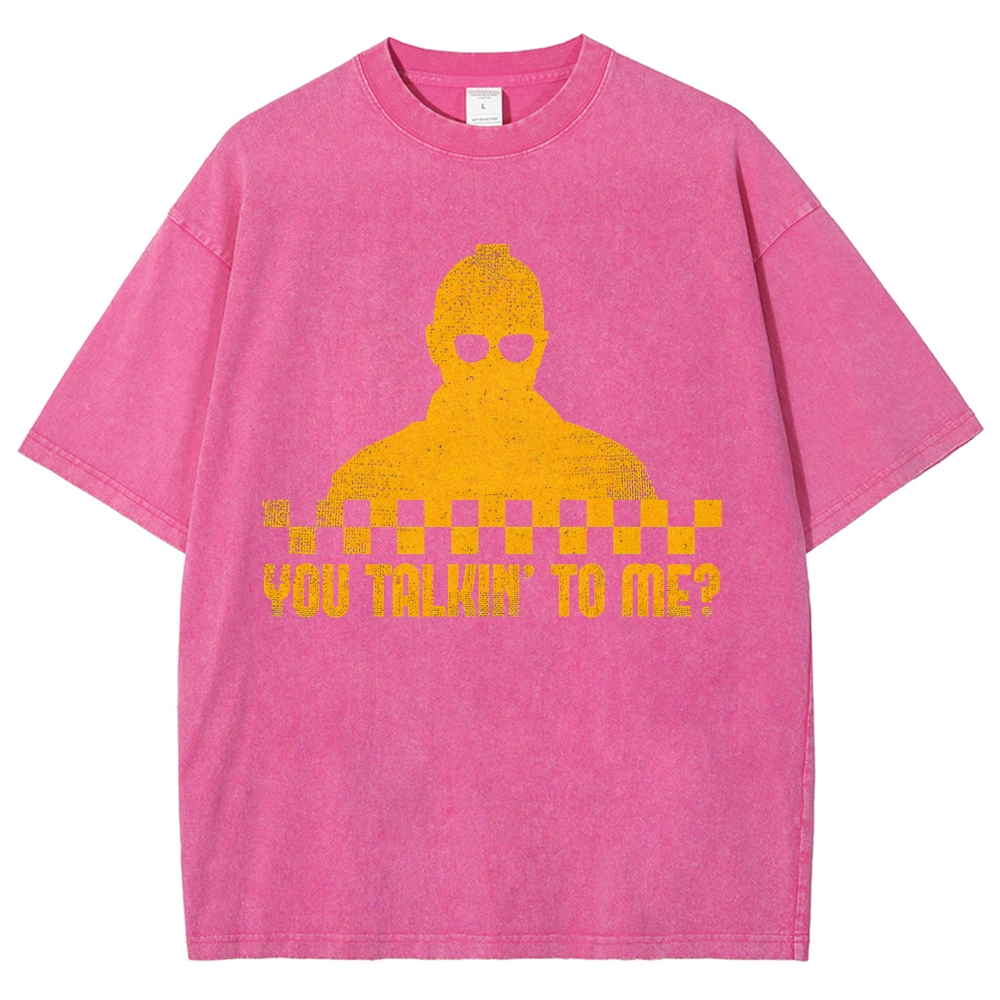Checkerboard Silhouette You Talkin’ To Me Distressed Washed T-Shirt