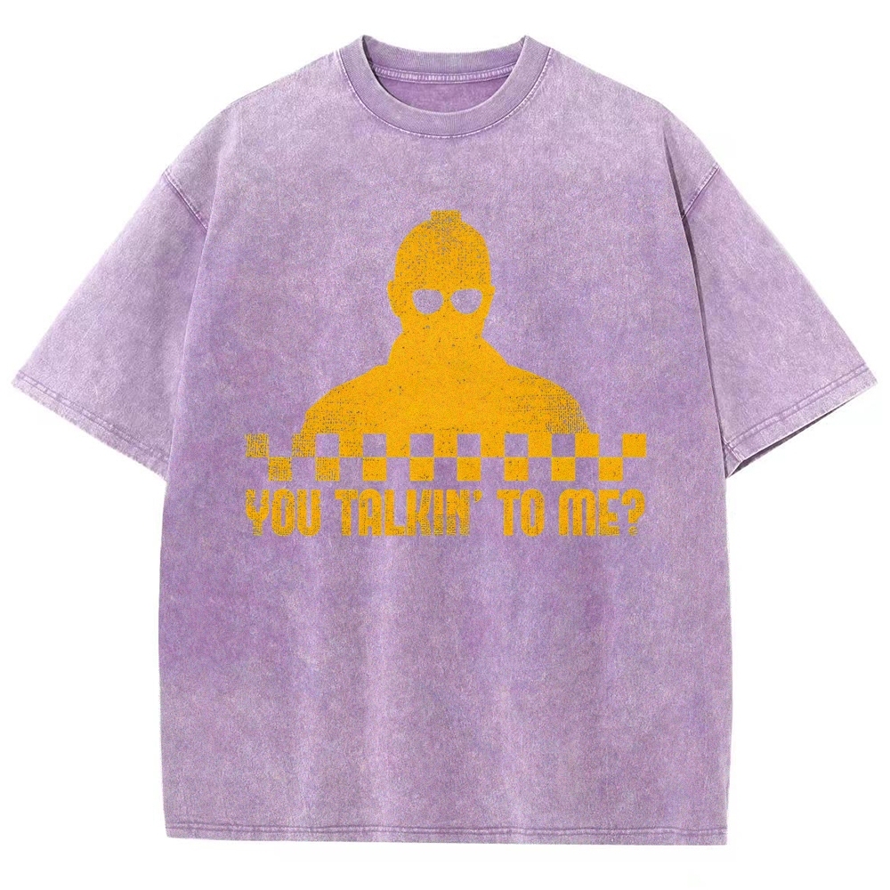 Checkerboard Silhouette You Talkin’ To Me Distressed Washed T-Shirt
