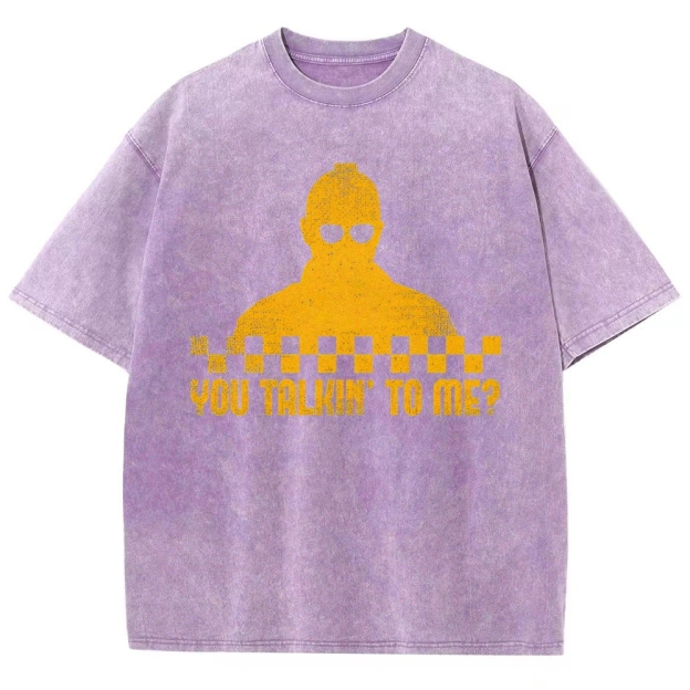 Checkerboard Silhouette You Talkin’ To Me Distressed Washed T-Shirt