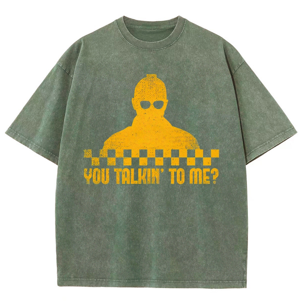 Checkerboard Silhouette You Talkin’ To Me Distressed Washed T-Shirt