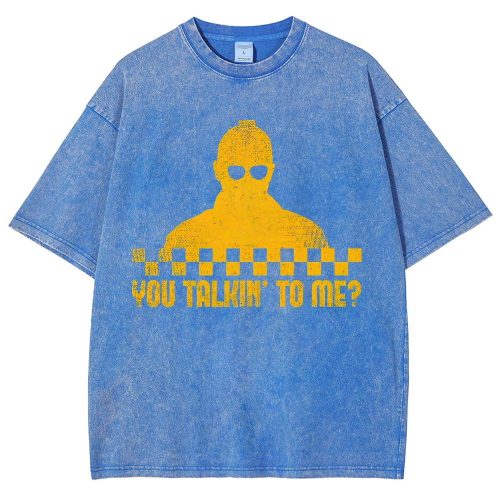 Checkerboard Silhouette You Talkin’ To Me Distressed Washed T-Shirt