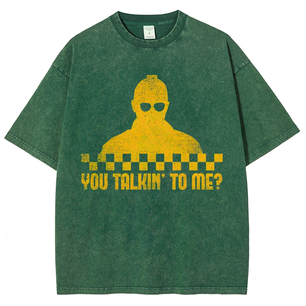 Checkerboard Silhouette You Talkin’ To Me Distressed Washed T-Shirt