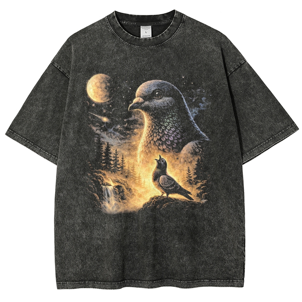 Vintage Cosmic Mountain Dove Forest Waterfall Washed T-shirt 