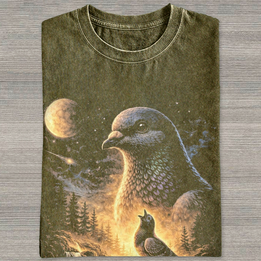 Vintage Cosmic Mountain Dove Forest Waterfall Washed T-shirt 