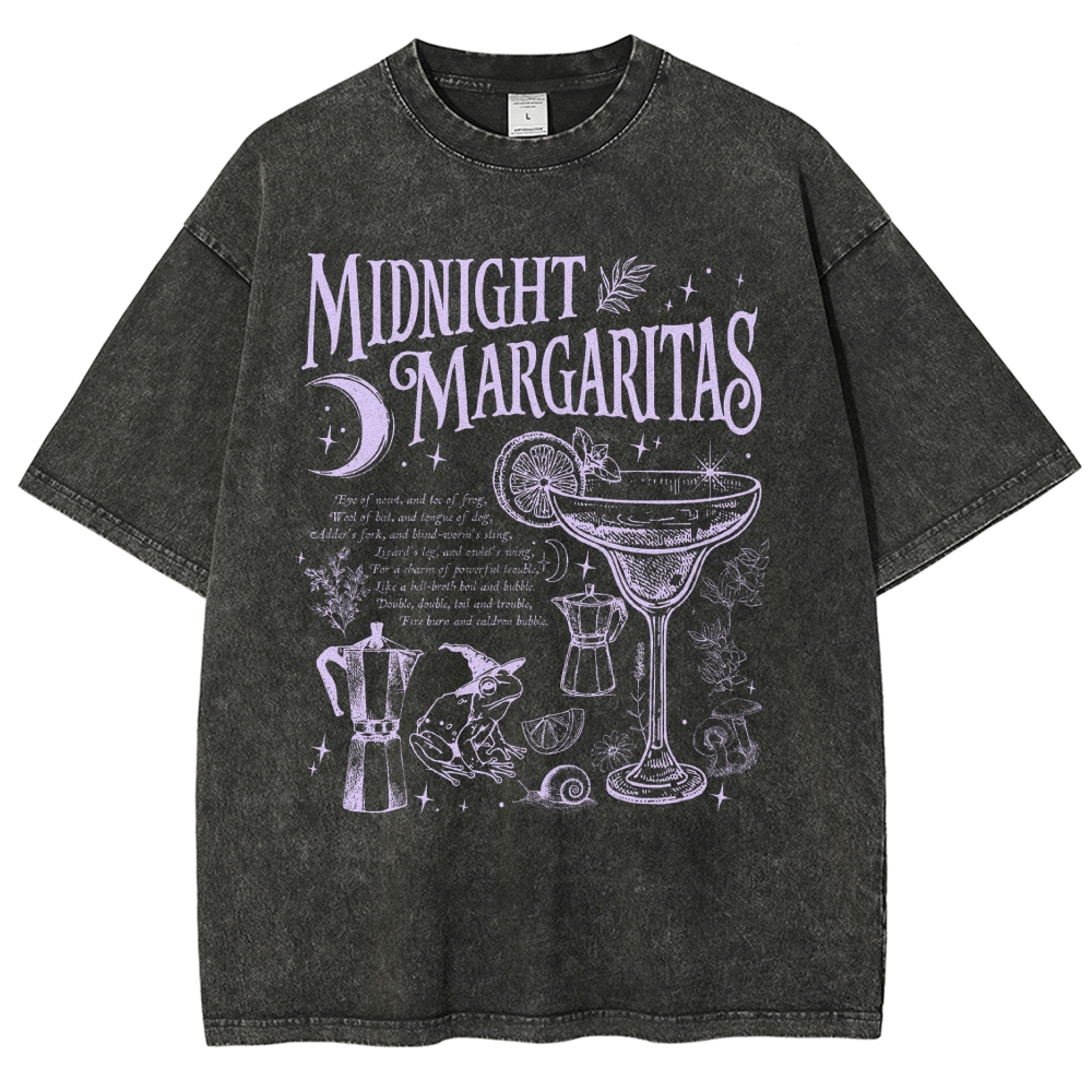 Retro Magic Frog Moon Cocktail Washed T-Shirt 