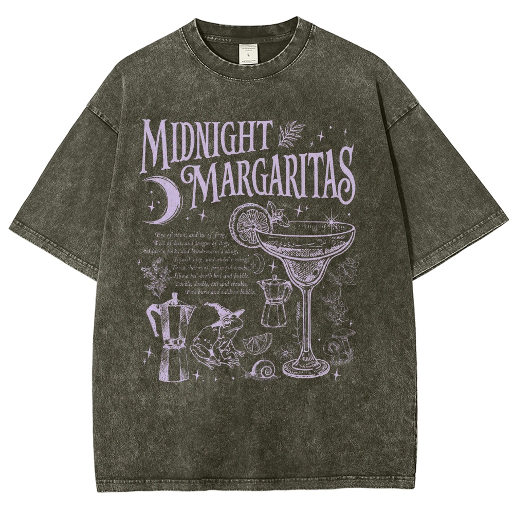 Retro Magic Frog Moon Cocktail Washed T-Shirt 