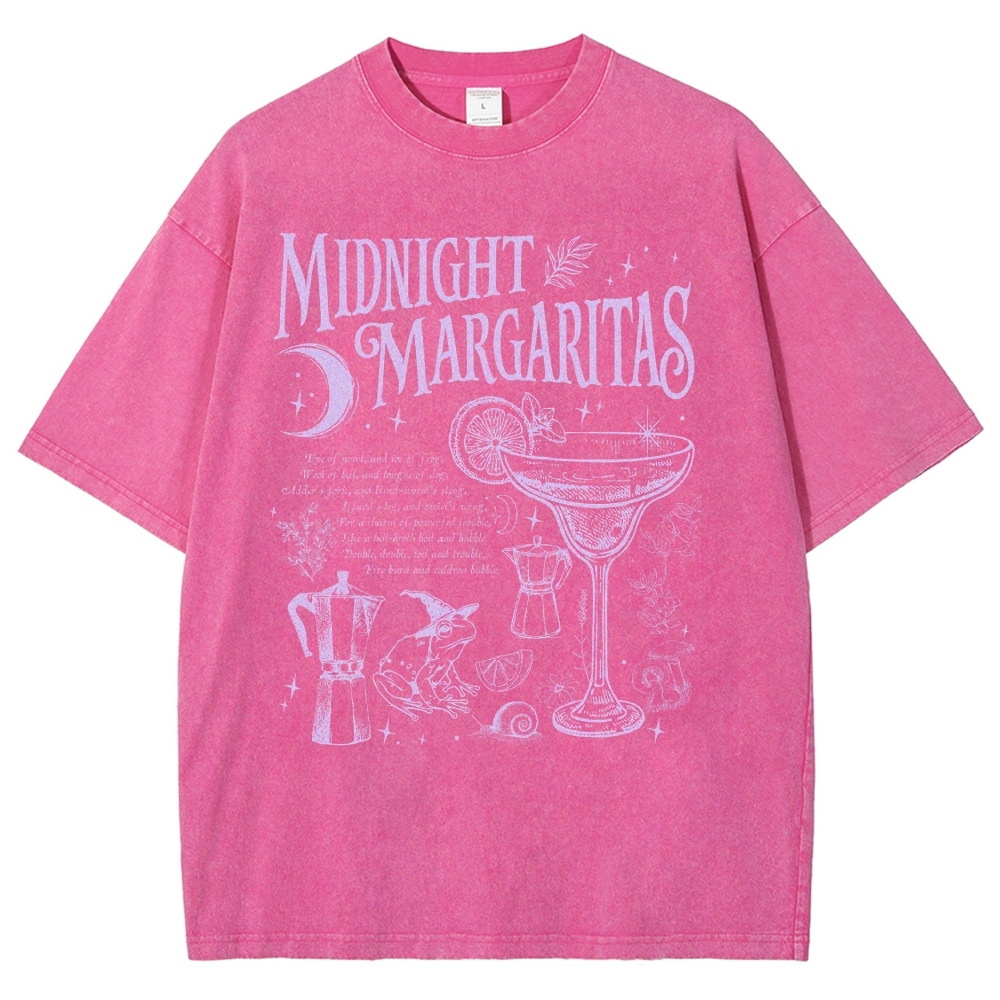 Retro Magic Frog Moon Cocktail Washed T-Shirt 