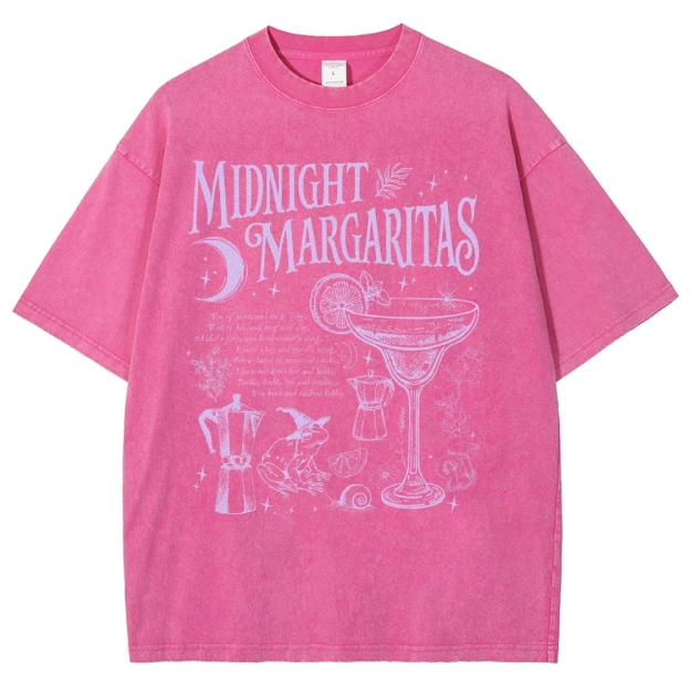 Retro Magic Frog Moon Cocktail Washed T-Shirt 