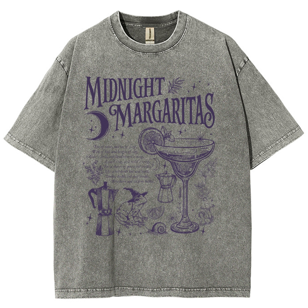 Retro Magic Frog Moon Cocktail Washed T-Shirt 