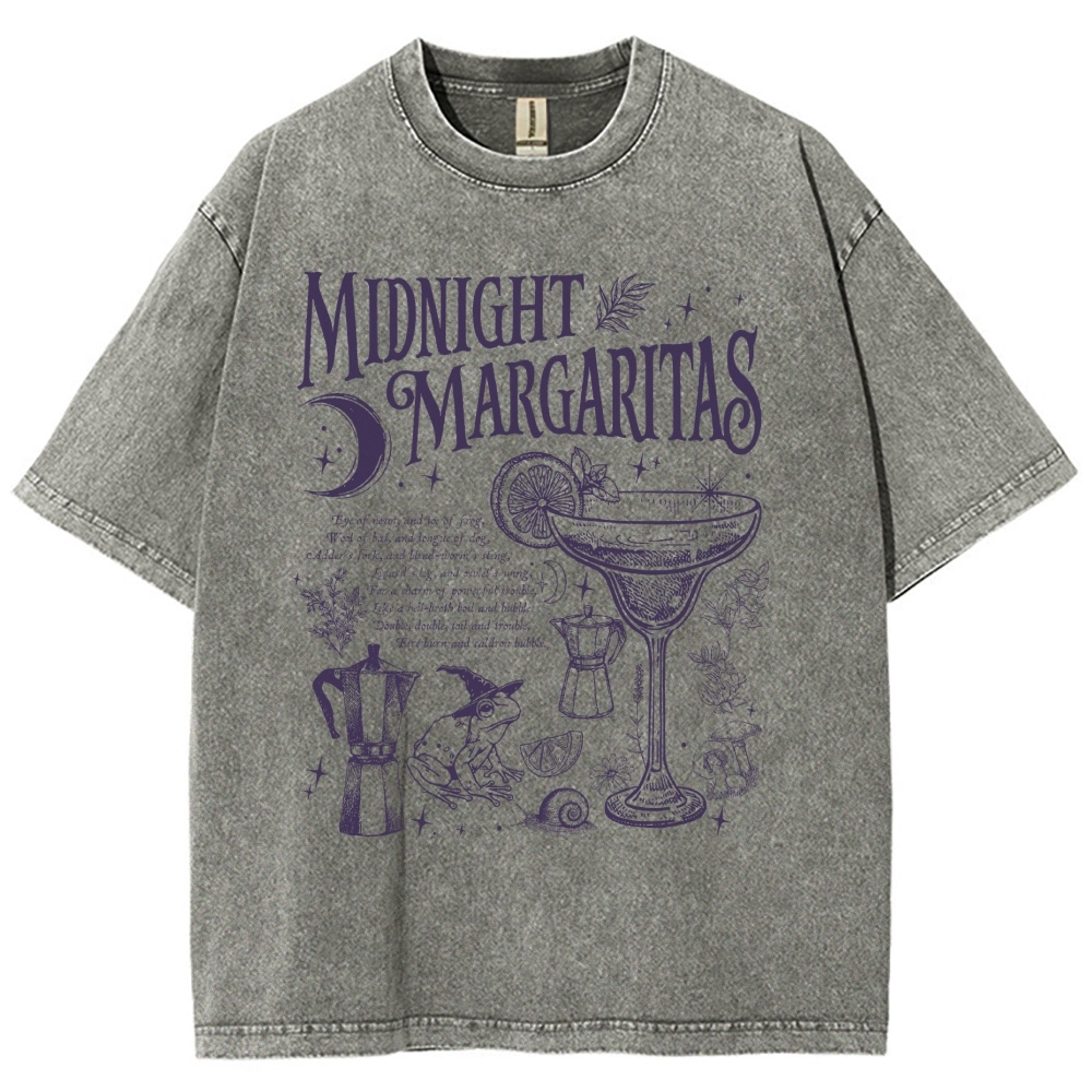 Retro Magic Frog Moon Cocktail Washed T-Shirt 