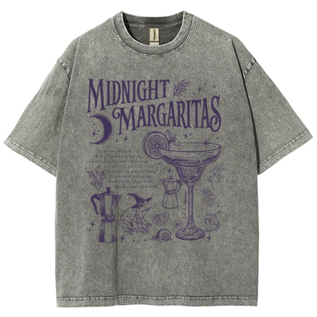 Retro Magic Frog Moon Cocktail Washed T-Shirt 