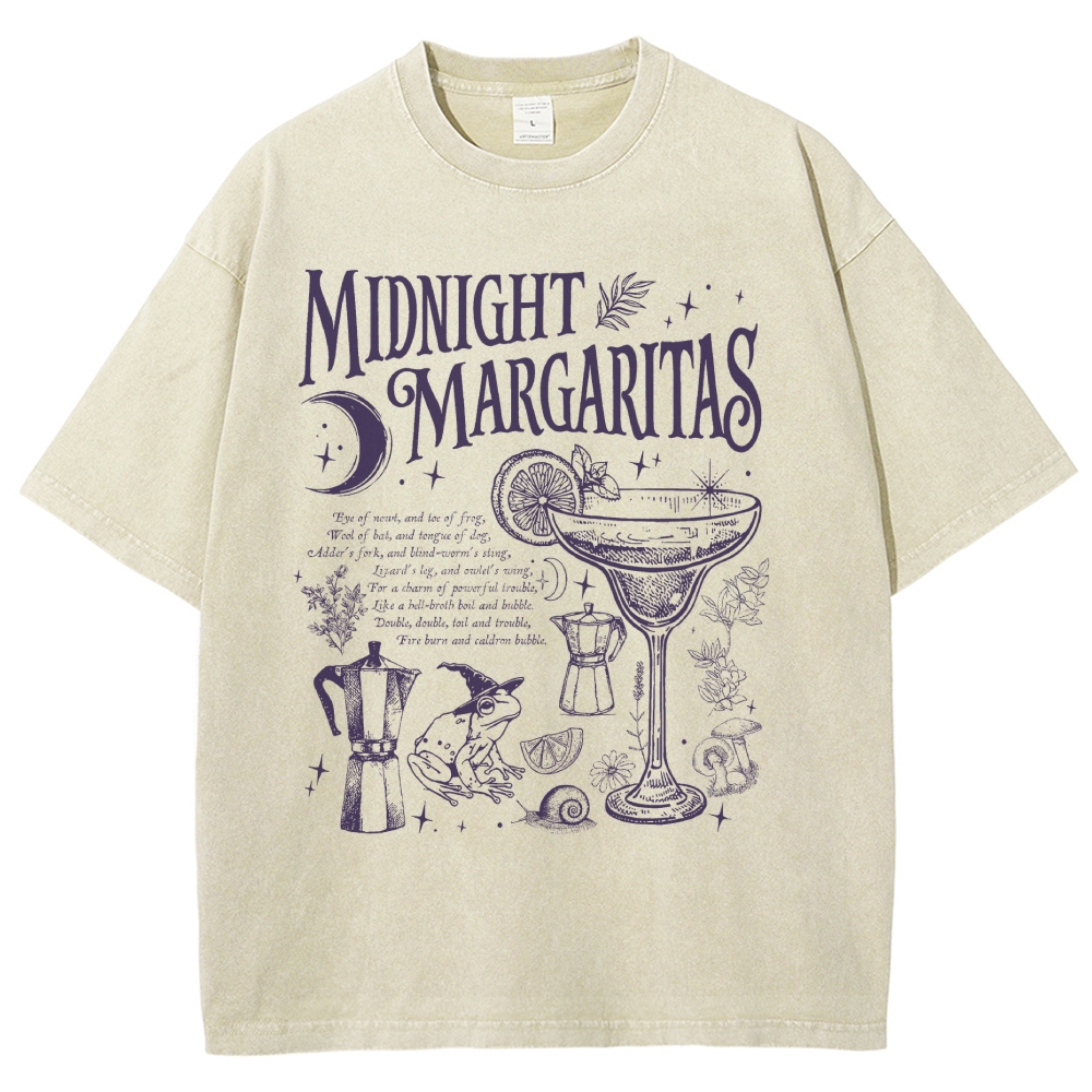 Retro Magic Frog Moon Cocktail Washed T-Shirt 