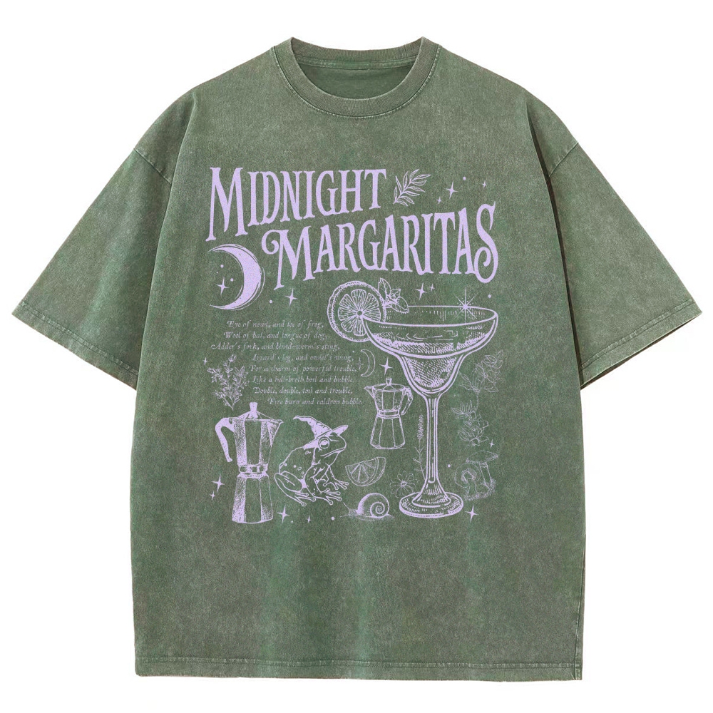 Retro Magic Frog Moon Cocktail Washed T-Shirt 