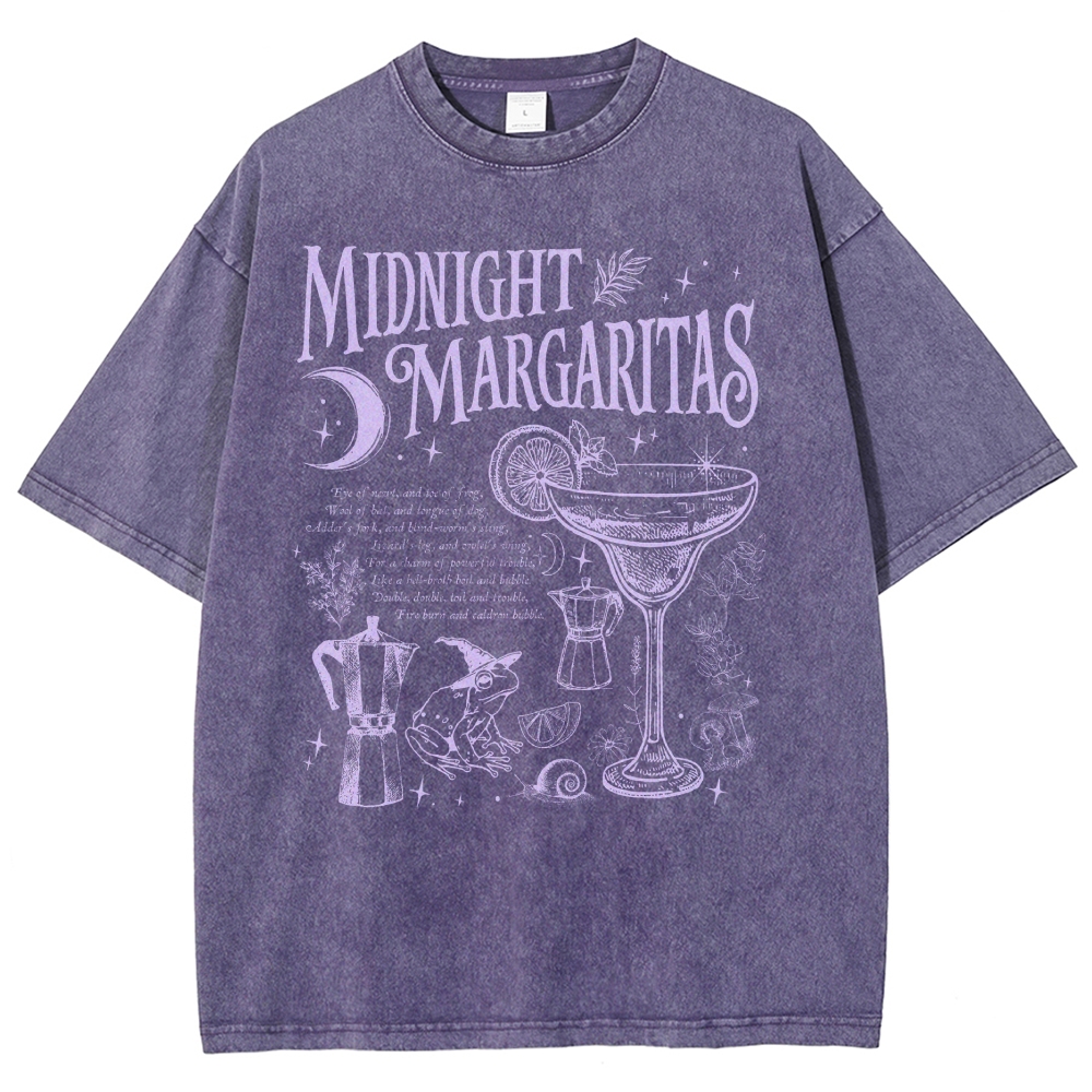 Retro Magic Frog Moon Cocktail Washed T-Shirt 