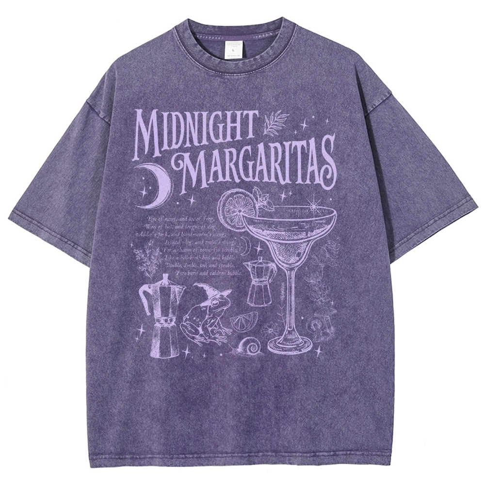 Retro Magic Frog Moon Cocktail Washed T-Shirt 