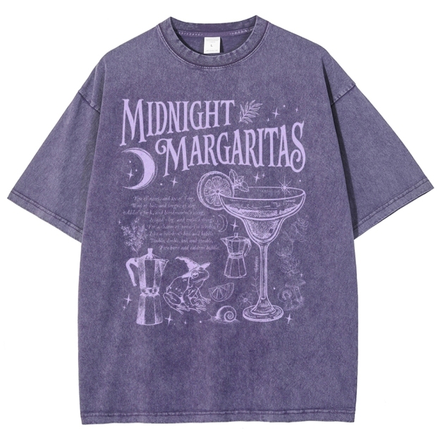 Retro Magic Frog Moon Cocktail Washed T-Shirt 