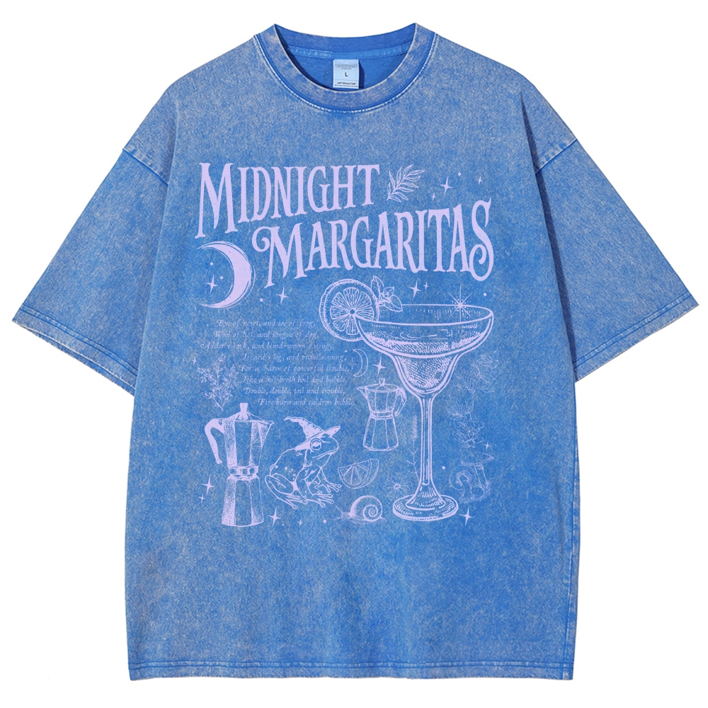 Retro Magic Frog Moon Cocktail Washed T-Shirt 