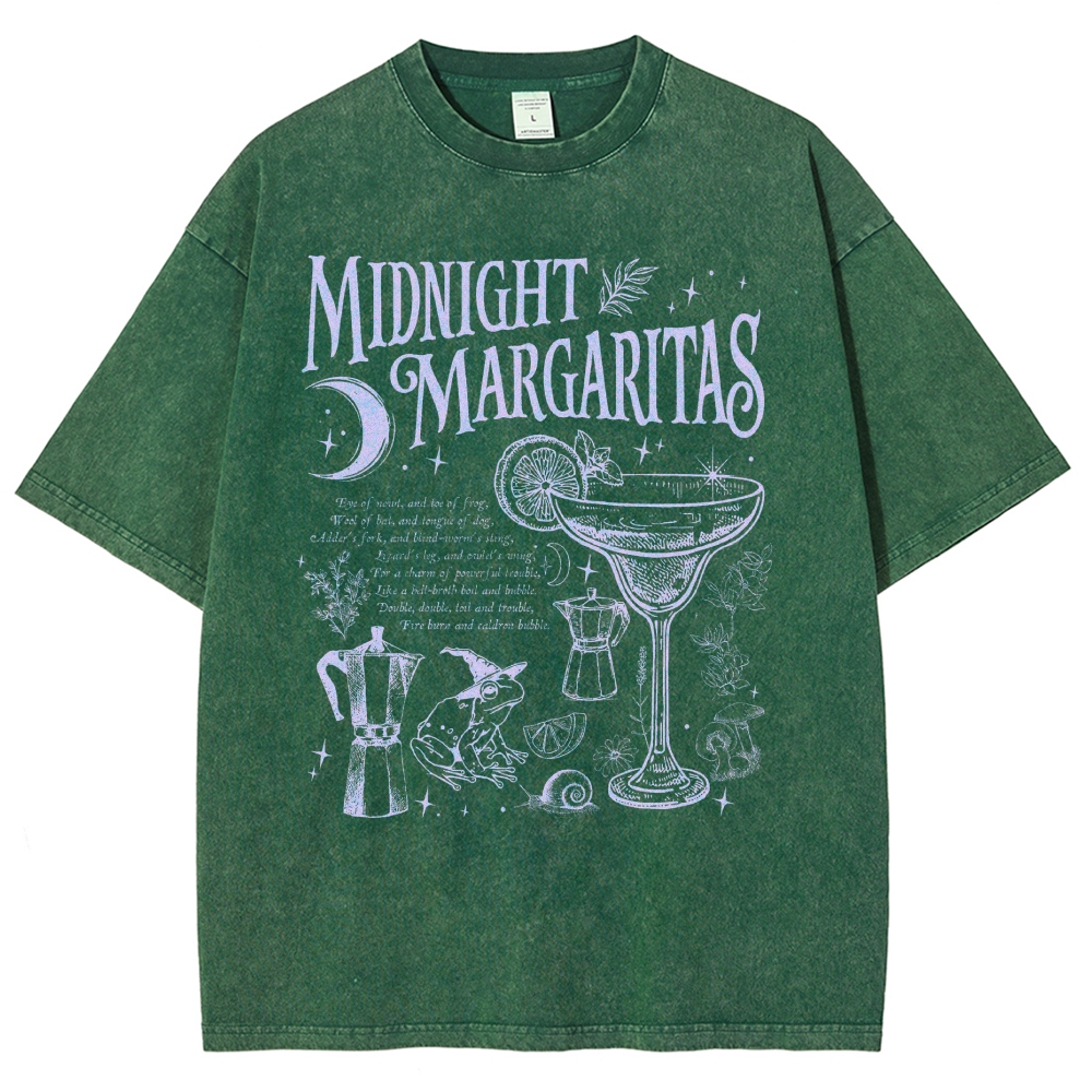 Retro Magic Frog Moon Cocktail Washed T-Shirt 