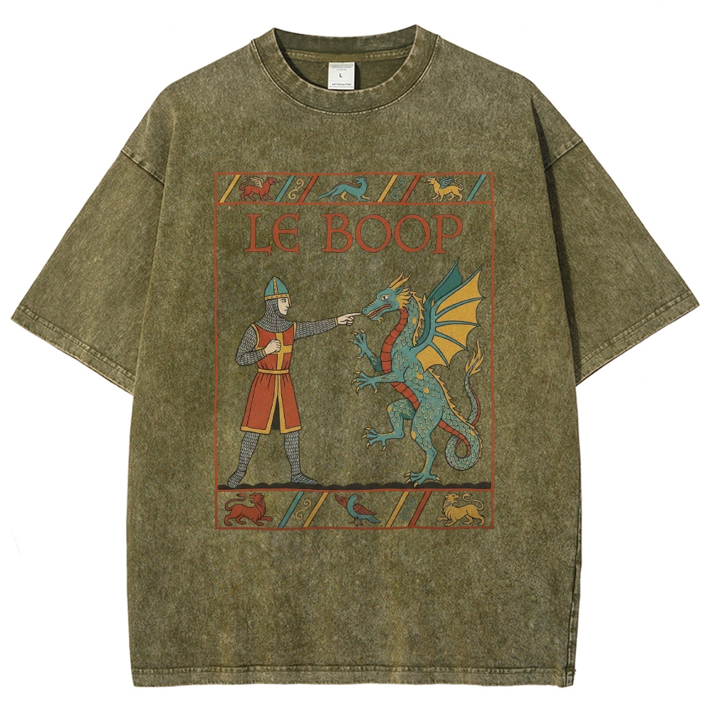 Retro Medieval Dungeons Dragon Knight Washed T-Shirt 