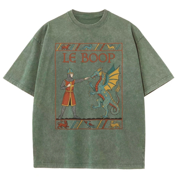 Retro Medieval Dungeons Dragon Knight Washed T-Shirt 