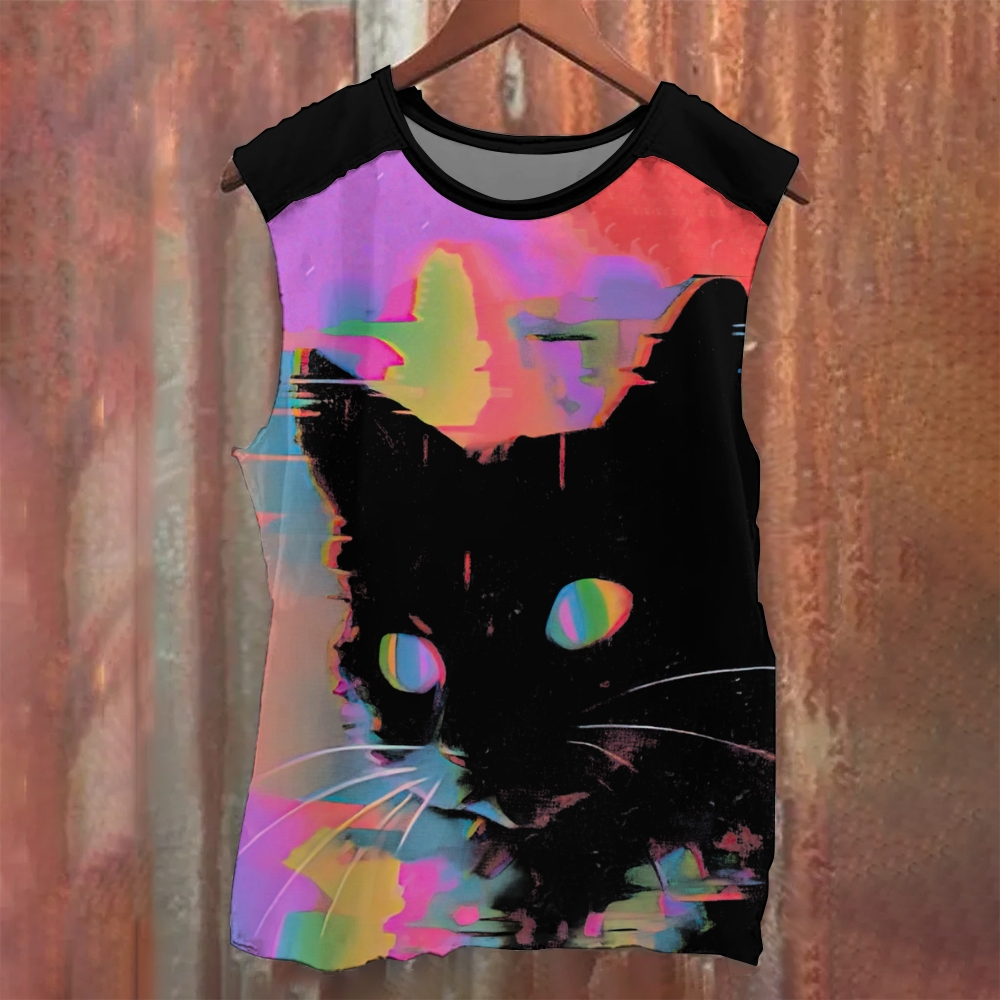 Glitch Cat I Printed Tank Top 