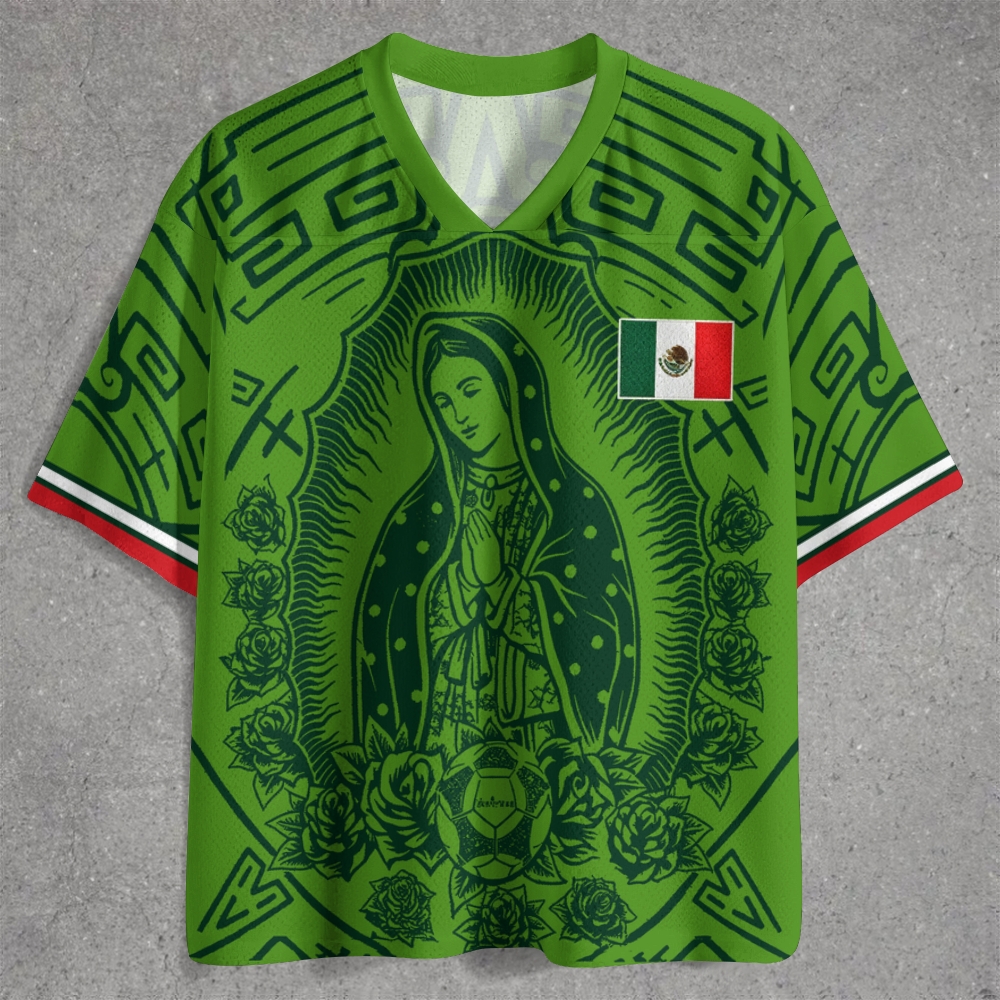  Floral Religious Figure Soccer Green Jersey Shirts